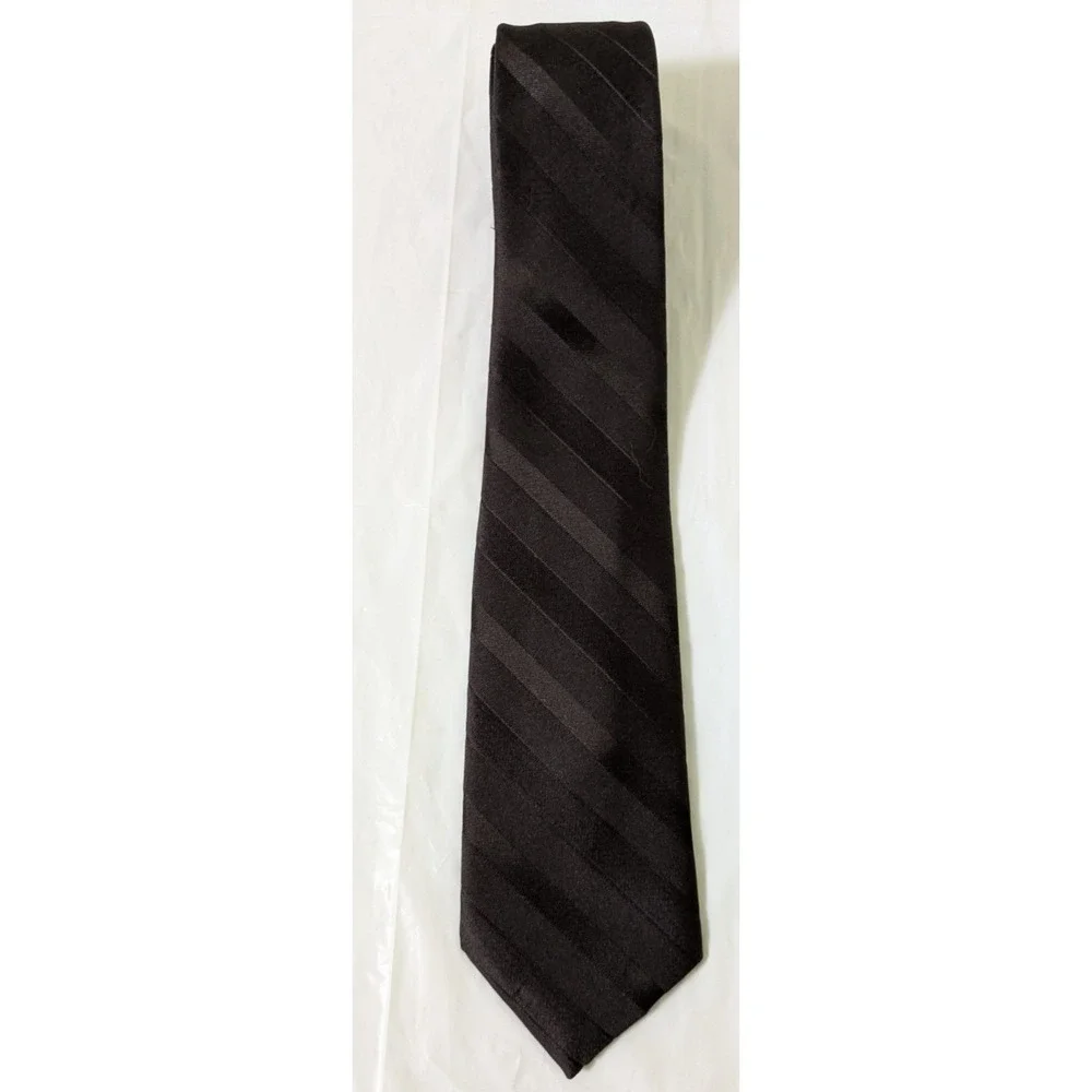 Vintage Ketch Polyester Retro Classic Tie Brown Tone on Tone Stripped 55 x 3.25